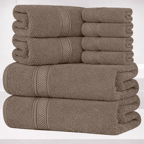 8 - Piece Fancy Cotton Towel Set – Ultra Soft, Quick - Dry & Highly Absorbent - Towels - Hurbane Home