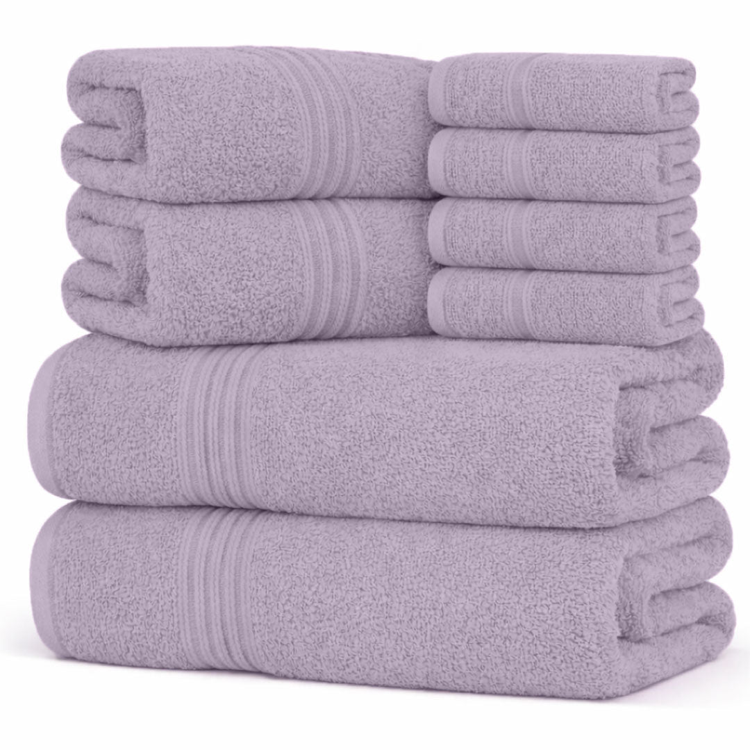 8 - Piece Fancy Cotton Towel Set – Ultra Soft, Quick - Dry & Highly Absorbent - Towels - Hurbane Home