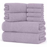 8 - Piece Fancy Cotton Towel Set – Ultra Soft, Quick - Dry & Highly Absorbent - Towels - Hurbane Home