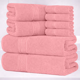8 - Piece Fancy Cotton Towel Set – Ultra Soft, Quick - Dry & Highly Absorbent - Towels - Hurbane Home