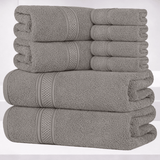 8 - Piece Fancy Cotton Towel Set – Ultra Soft, Quick - Dry & Highly Absorbent - Towels - Hurbane Home