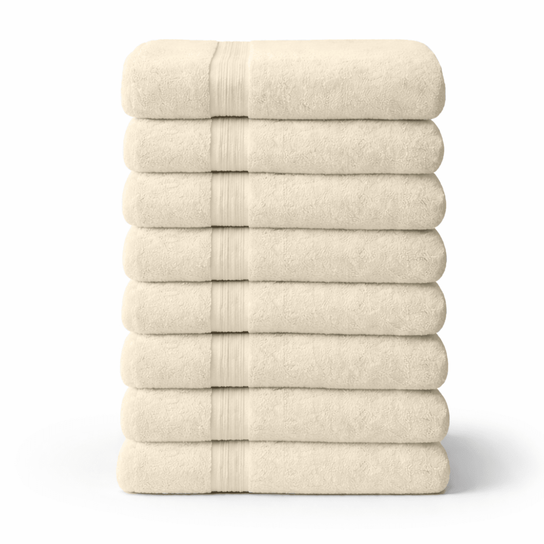 8 - Piece Large Bath Towels - Cotton Towel Set, 550 GSM, Soft & Absorbent - Bath Towels - Hurbane Home