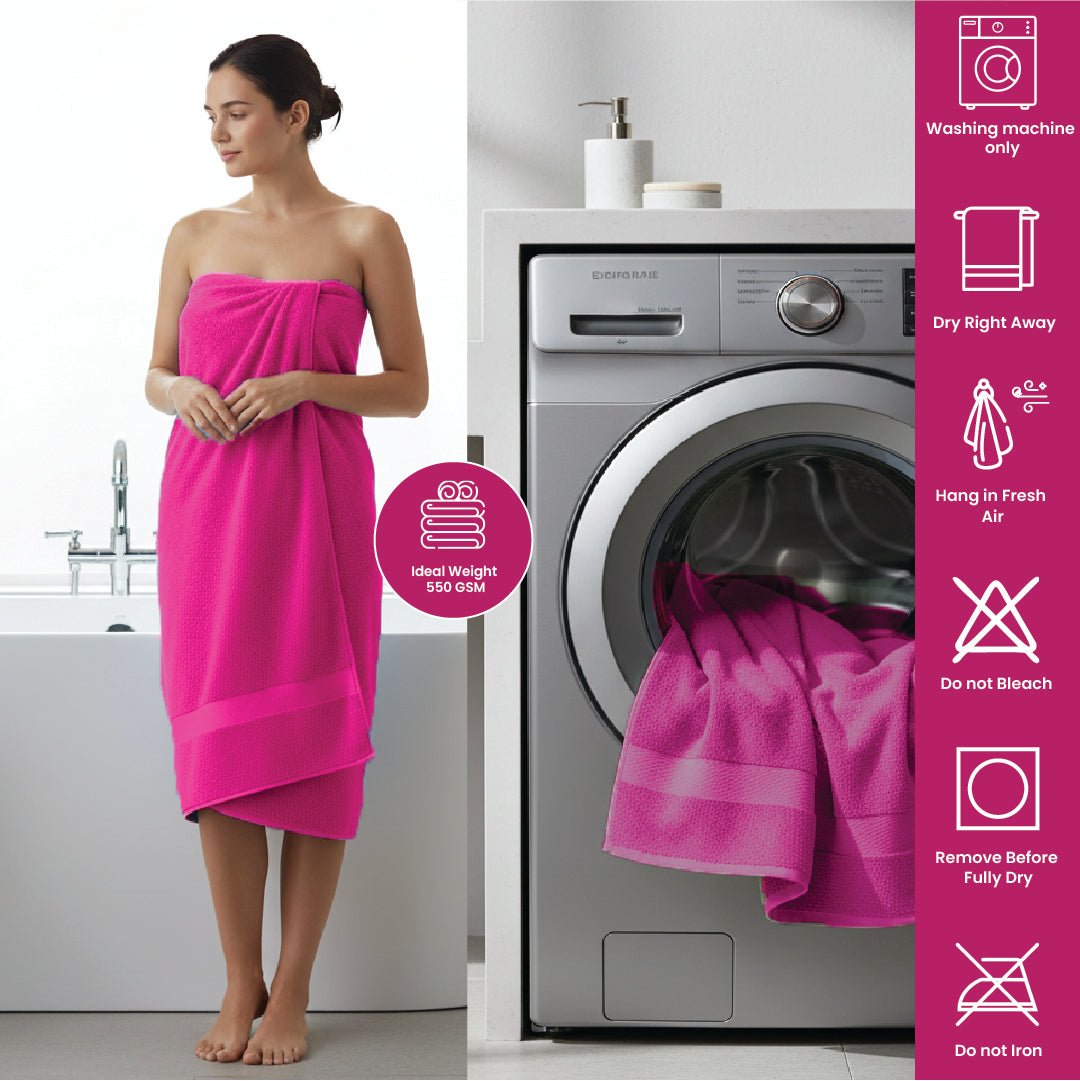 8 - Piece Large Bath Towels - Cotton Towel Set, 550 GSM, Soft & Absorbent - Bath Towels - Hurbane Home