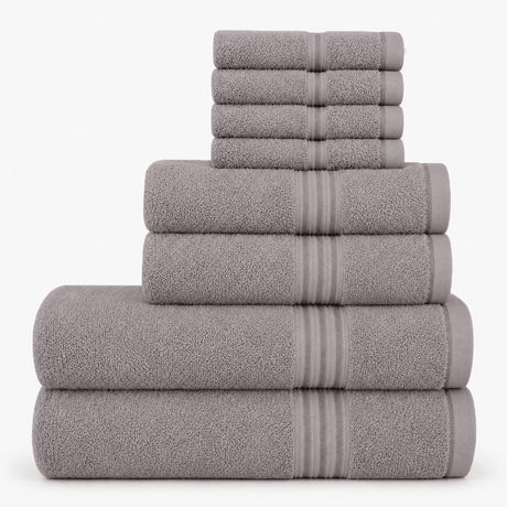 8 - Piece Luxury Cotton Towel Set – Soft, Quick - Dry & Absorbent - 8 piece Towels - Hurbane Home