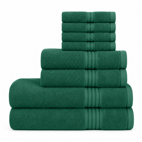 8 - Piece Luxury Cotton Towel Set – Soft, Quick - Dry & Absorbent - 8 piece Towels - Hurbane Home