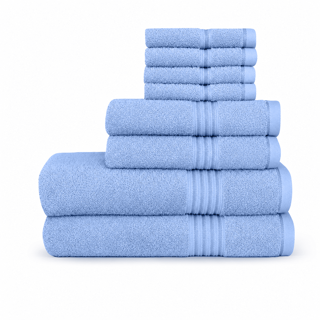 8 - Piece Luxury Cotton Towel Set – Soft, Quick - Dry & Absorbent - 8 piece Towels - Hurbane Home
