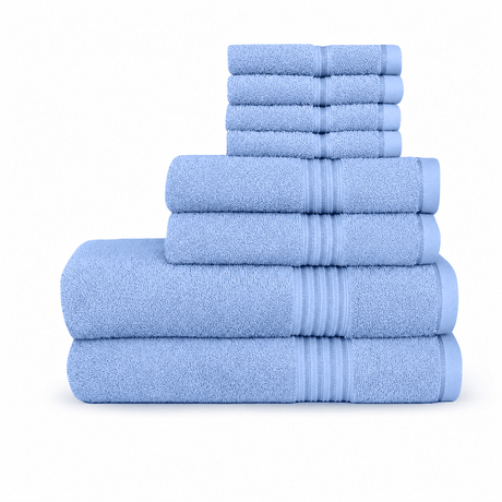 8 - Piece Luxury Cotton Towel Set – Soft, Quick - Dry & Absorbent - 8 piece Towels - Hurbane Home