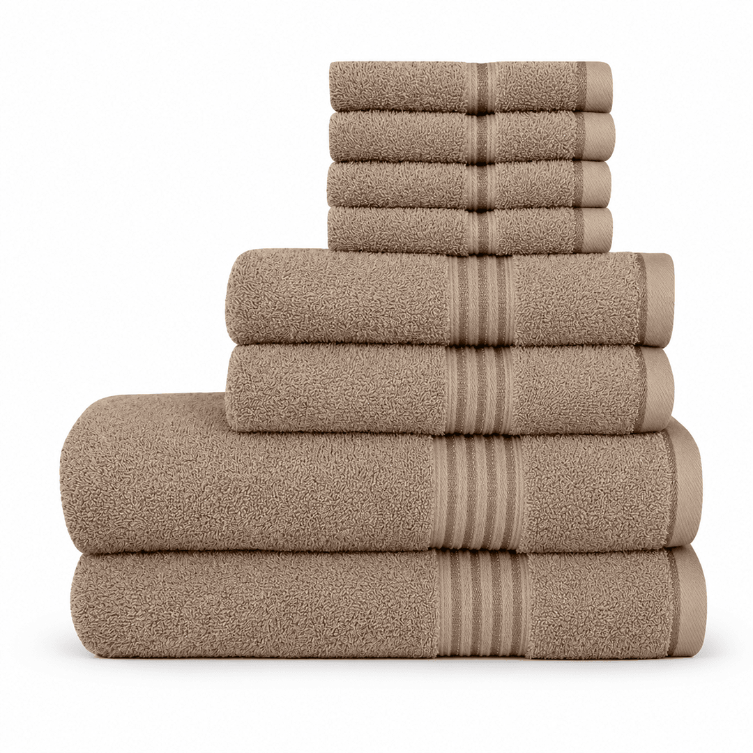 8 - Piece Luxury Cotton Towel Set – Soft, Quick - Dry & Absorbent - 8 piece Towels - Hurbane Home