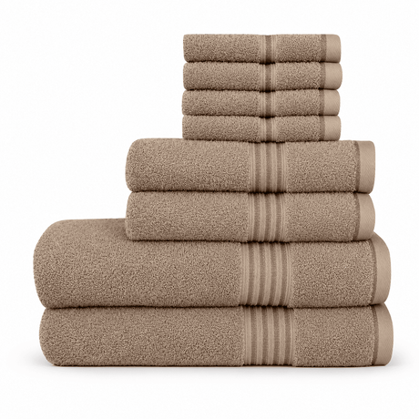 8 - Piece Luxury Cotton Towel Set – Soft, Quick - Dry & Absorbent - 8 piece Towels - Hurbane Home