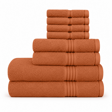 8 - Piece Luxury Cotton Towel Set – Soft, Quick - Dry & Absorbent - 8 piece Towels - Hurbane Home