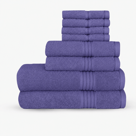 8 - Piece Luxury Cotton Towel Set – Soft, Quick - Dry & Absorbent - 8 piece Towels - Hurbane Home