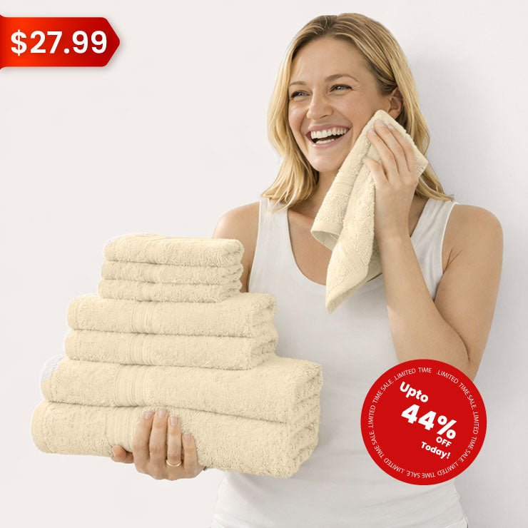8 - Piece Luxury Cotton Towel Set – Soft & Quick - Dry Bath Towels - 8 piece Towels - Hurbane Home