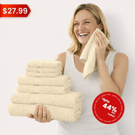 8 - Piece Luxury Cotton Towel Set – Soft & Quick - Dry Bath Towels - 8 piece Towels - Hurbane Home