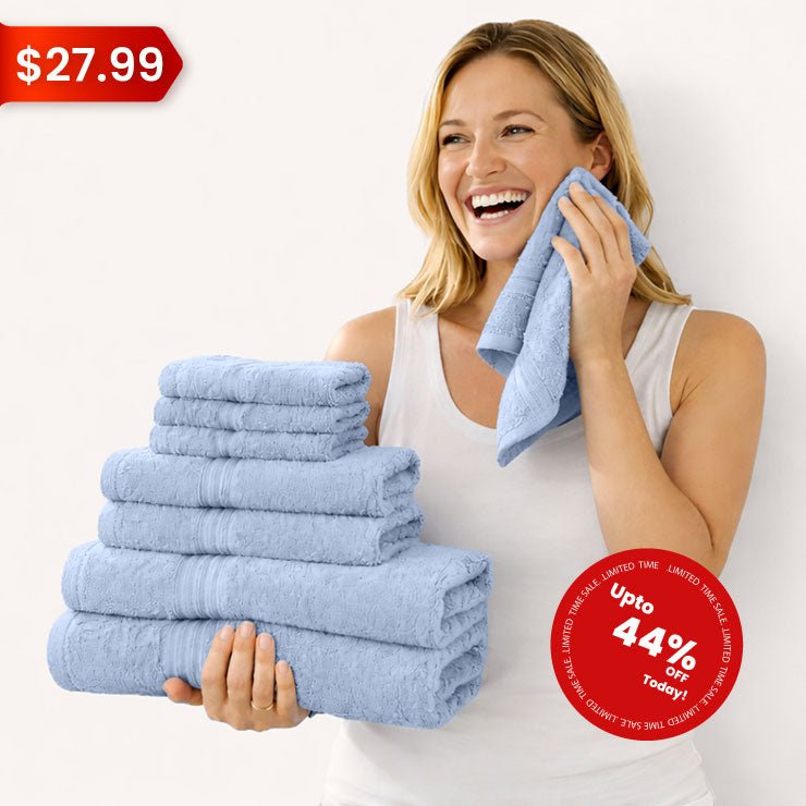 8 - Piece Luxury Cotton Towel Set – Soft & Quick - Dry Bath Towels - 8 piece Towels - Hurbane Home