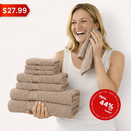 8 - Piece Luxury Cotton Towel Set – Soft & Quick - Dry Bath Towels - 8 piece Towels - Hurbane Home