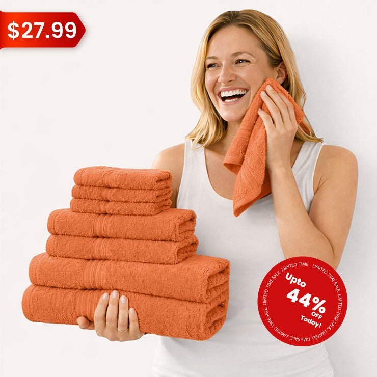 8 - Piece Luxury Cotton Towel Set – Soft & Quick - Dry Bath Towels - 8 piece Towels - Hurbane Home