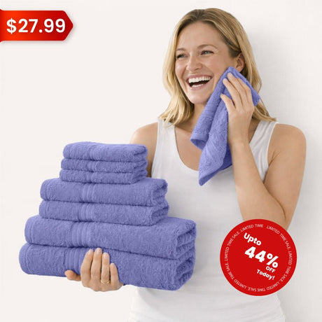 8 - Piece Luxury Cotton Towel Set – Soft & Quick - Dry Bath Towels - 8 piece Towels - Hurbane Home