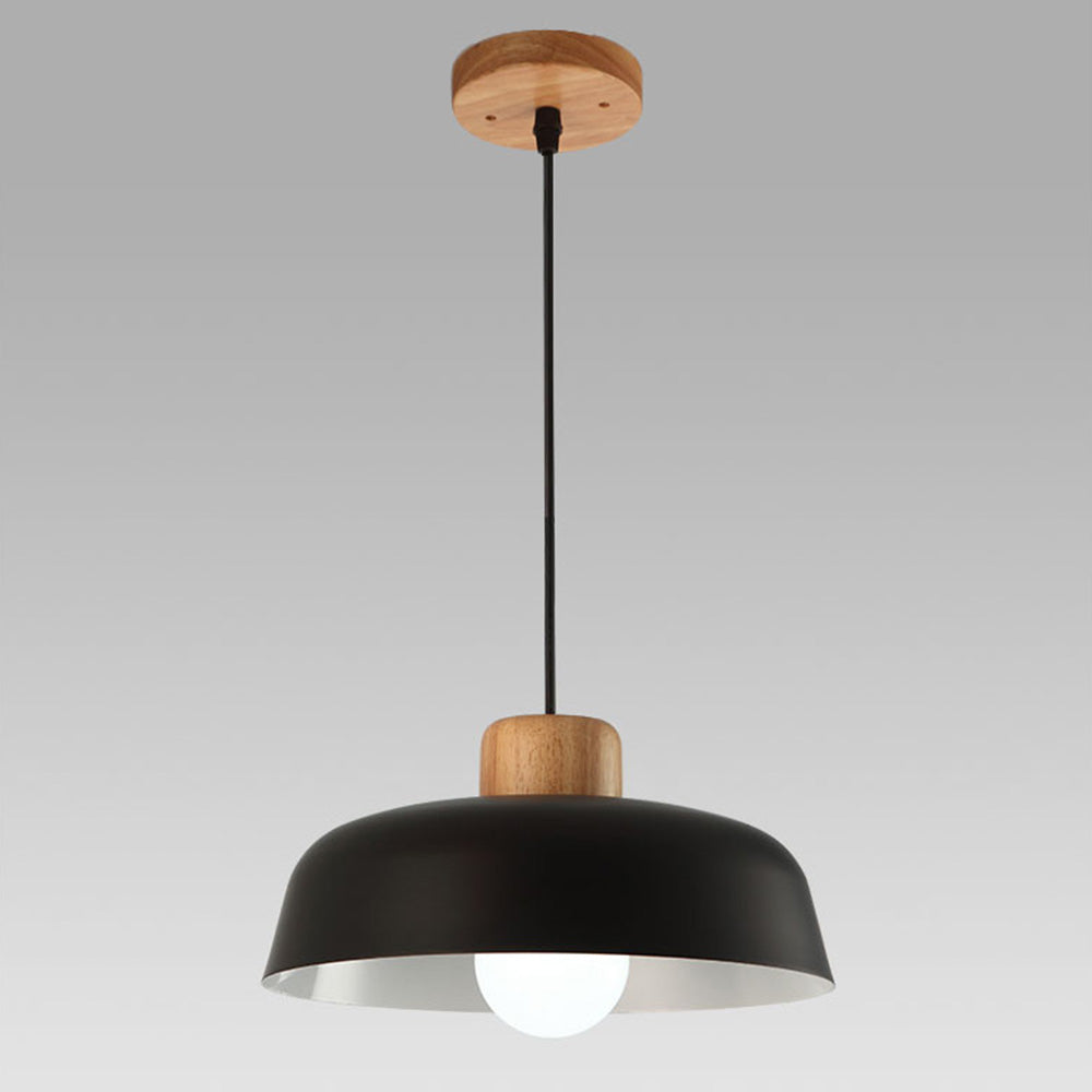 Lampsmodern-UK Nordic Wooden Pendant Light Aluminum Accents D11.8 H5.5in