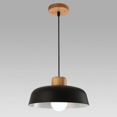 Lampsmodern-UK Nordic Wooden Pendant Light Aluminum Accents D11.8 H5.5in