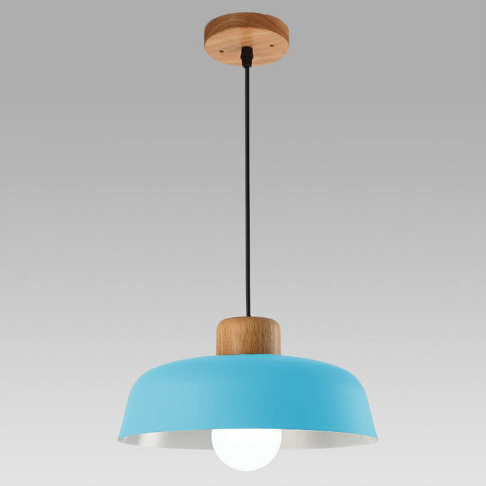 Lampsmodern-UK Nordic Wooden Pendant Light Aluminum Accents D11.8 H5.5in
