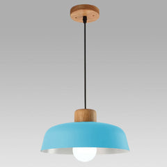 Lampsmodern-UK Nordic Wooden Pendant Light Aluminum Accents D11.8 H5.5in