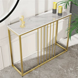 Luxury Sintered Stone Console Table with Gold Iron Legs