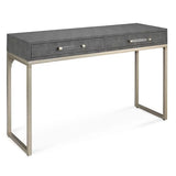 Kain Ivory Faux Shagreen Console Table with Metal Base and Drawers