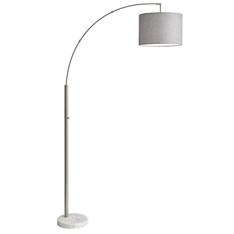 Bowery Arc Floor Lamp — Adjustable Arc, Drum Shade, Marble Base