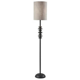Beatrice Matte Black Floor Lamp with Textured Drum Shade