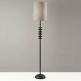 Beatrice Matte Black Floor Lamp with Textured Drum Shade