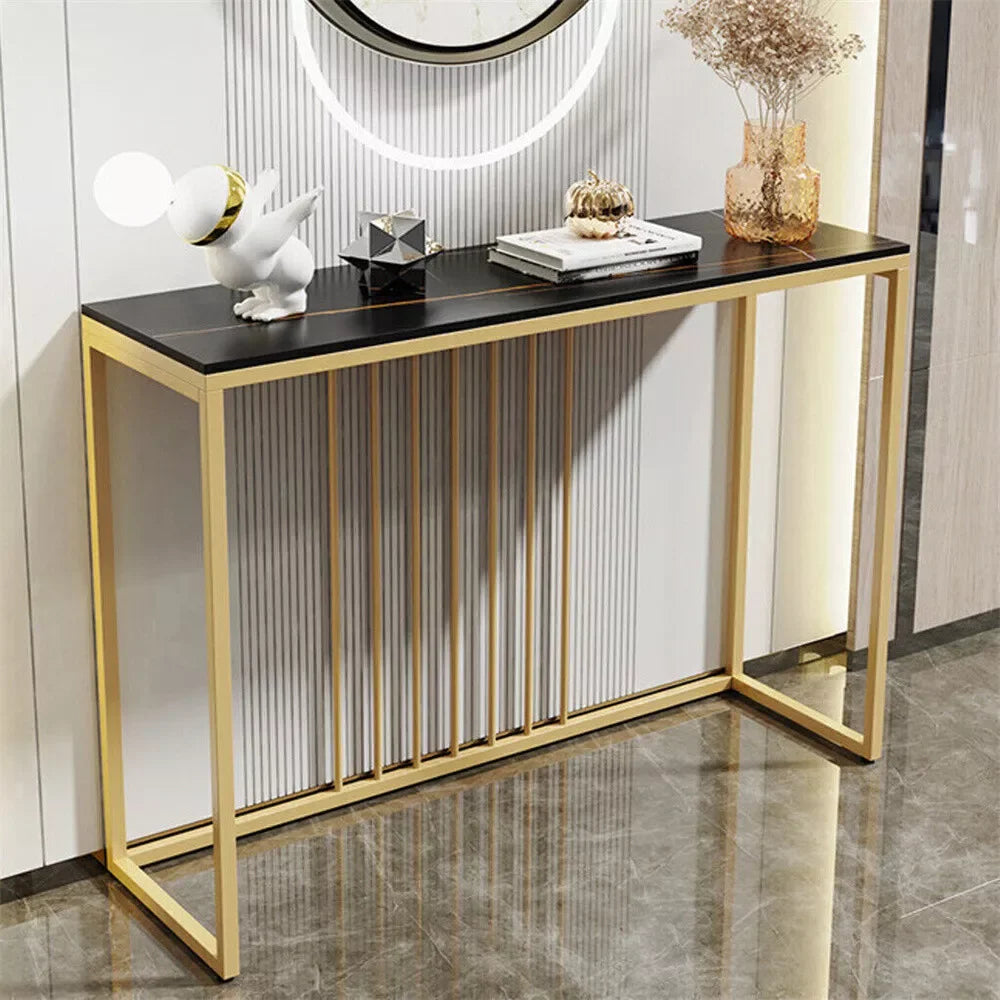 Luxury Sintered Stone Console Table with Gold Iron Legs