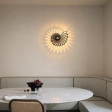 Close view of the shell wall light spiral form