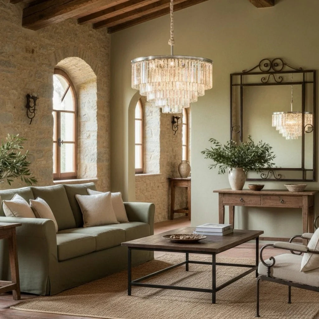 Aeryvon Vintage Luxury Crystal Chandelier Elegant Pendant Fixture
