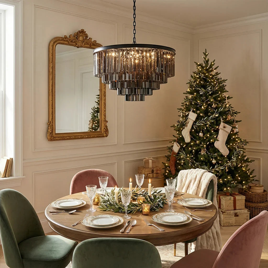 Aeryvon Vintage Luxury Crystal Chandelier Elegant Pendant Fixture