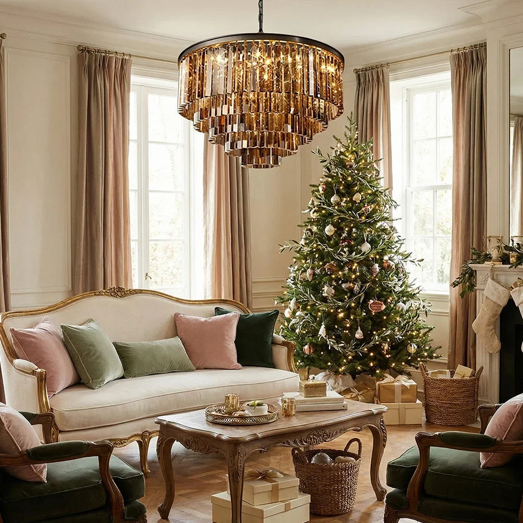 Aeryvon Vintage Luxury Crystal Chandelier Elegant Pendant Fixture