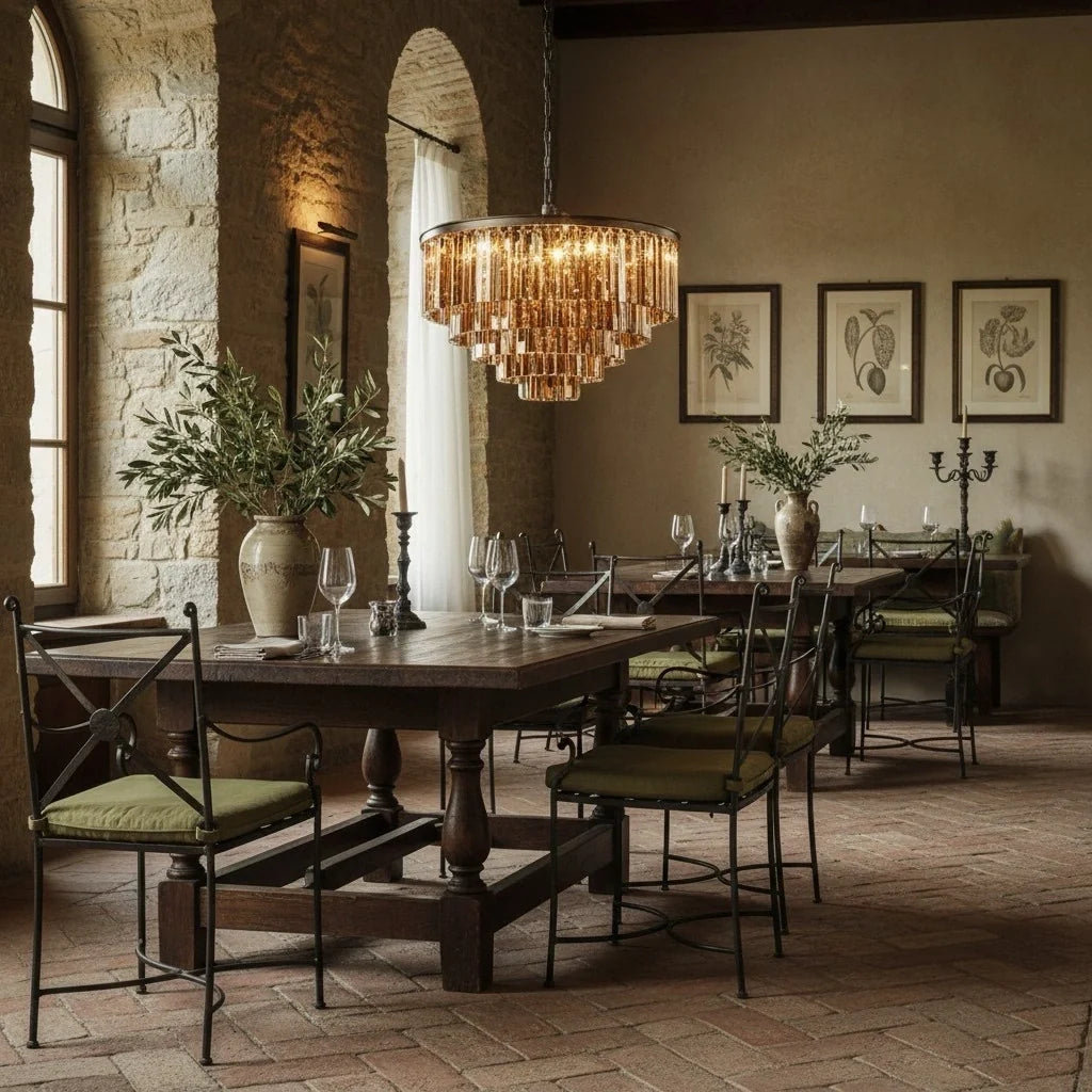 Aeryvon Vintage Luxury Crystal Chandelier Elegant Pendant Fixture