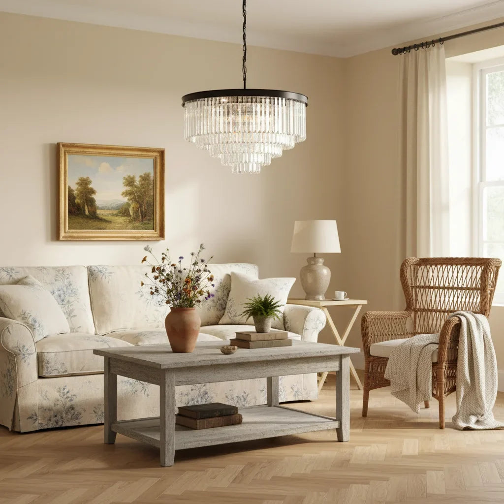 Aeryvon Vintage Luxury Crystal Chandelier Elegant Pendant Fixture