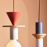 Alvar Multicolor Geometric Wood Pendant Light Modern Fixture