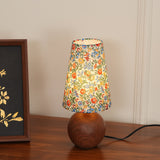 Vintage Anna Floral Table Lamp Wood Fabric 1-Light