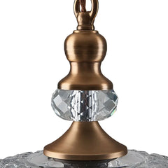Brass fitting and faceted crystal on the glass flower pendant light