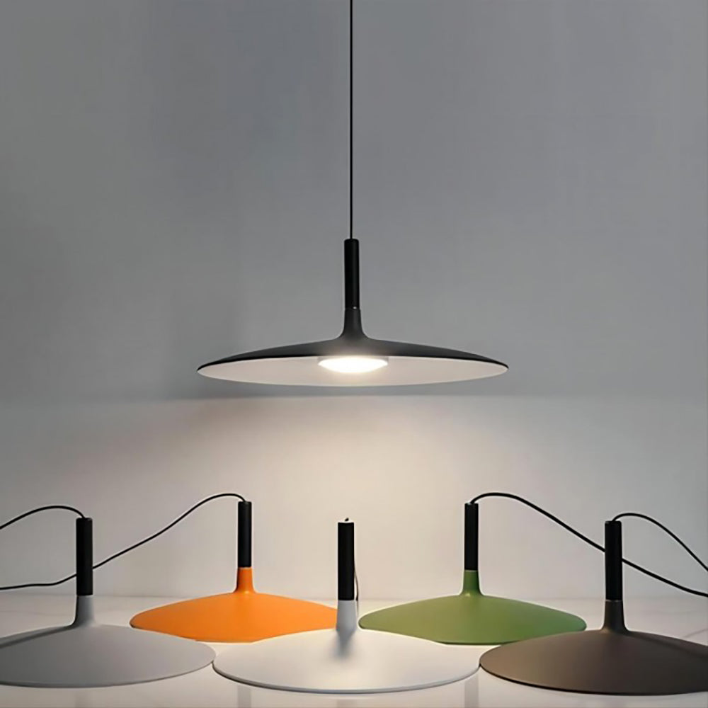 Pendant Light Flat Aluminum Shade LED Modern Minimalist Hanging Lamp
