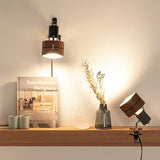 Japanese Style Table Lamp Wood Iron Acrylic Round Clip E26