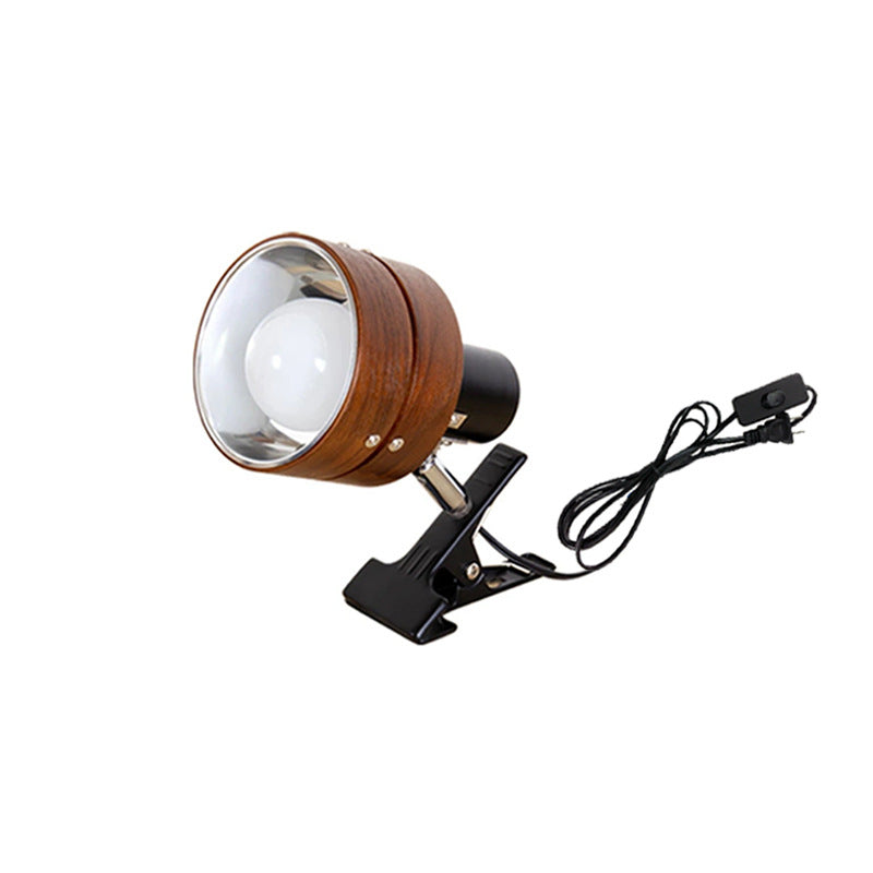 Japanese Style Table Lamp Wood Iron Acrylic Round Clip E26