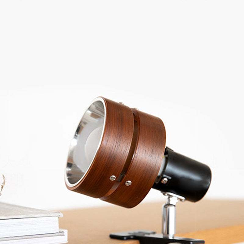 Japanese Style Table Lamp Wood Iron Acrylic Round Clip E26
