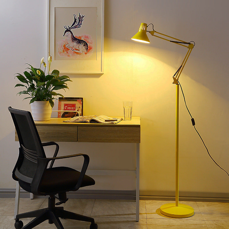 Detail of the two jointed spring sections on the adjustable floor lamp arm