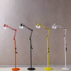 Round weighted base and lower stem of the iron reading floor lamp