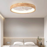 Compact wood ceiling fan light suited to low bedroom ceilings