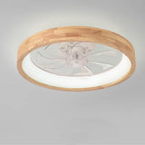 Wood ceiling fan light showing the integrated bright LED output