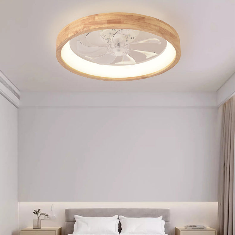 Solid wood ceiling fan light angled to show the acrylic diffuser