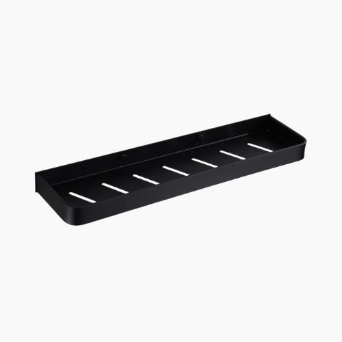 Black Aluminum Shower Shelf - Wall-Mounted Corner Storage Rack for Bathroom